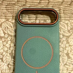 Elegant Teal Phone Case with Orange Highlights